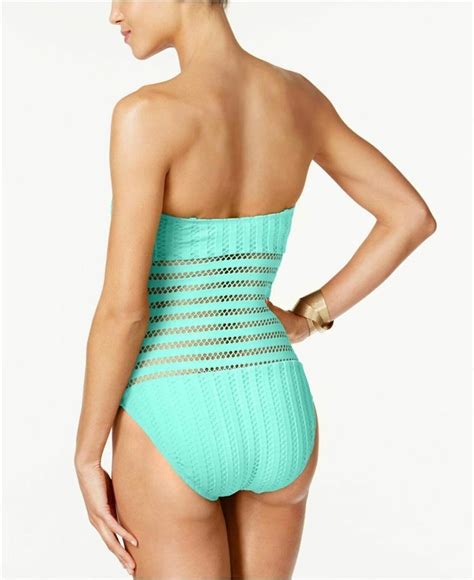 kenneth cole new york women s bandeau one piece swimsuit aqua xl ebay