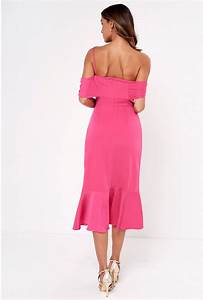 Lavish Alice Lavish Alice One Shoulder Midi Dress In Bright Pink