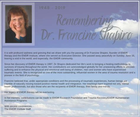 Honoring Francine Shapiro Her Legacy Lives On Psychology Today