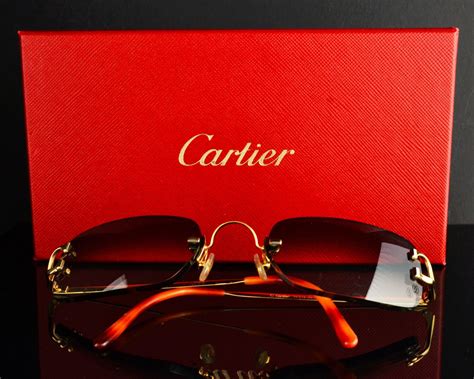 Cartier Sunglasses Men S Preowned Rimless D Decor Smokey Gradient Mirrored Designer Sun