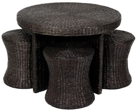 *check out these stylish, modern and functional cocktail and coffee tables with stools underneath! Rattan Coffee Table With Stools | Coffee table with stools ...