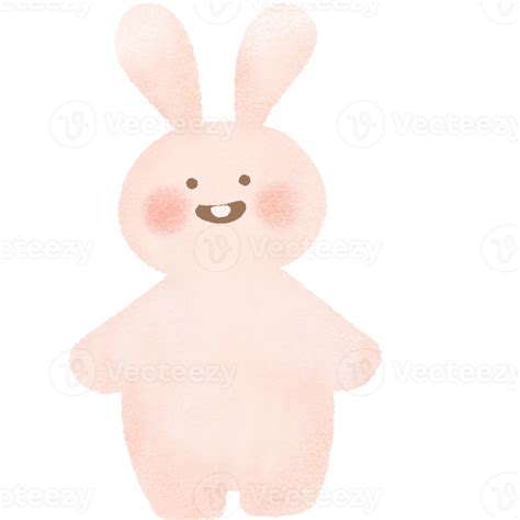 Rabbit Smile Cute Cartoon Funny Furry Pink Hares Easter Bunnies 26517987 Png