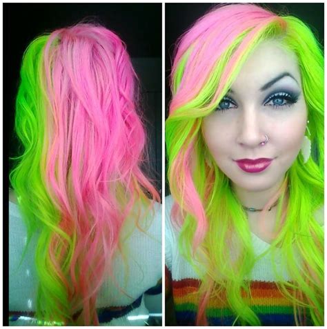 Pink And Green Neon Green Hair Green Hair Neon Hair