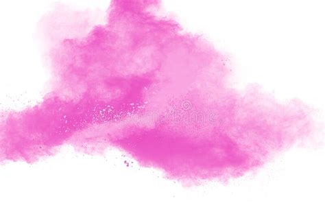 Pink Dust Particle Splash On White Backgroundpink Powder Splash Stock