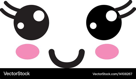 Kawaii Cute Happy Face With Mouth And Cheeks Vector Image