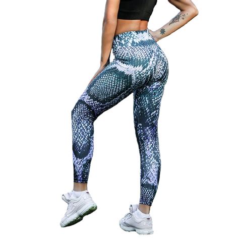 women leggings push up hip fitness print sporting workout athletic leggins elastic high waist