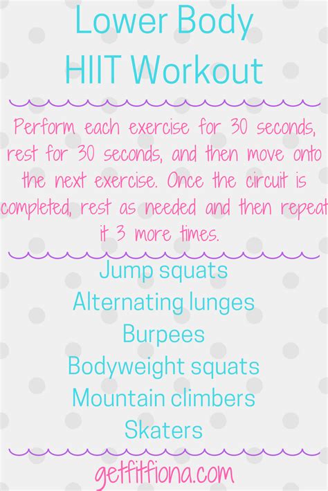 Lower Body Hiit Workout Get Fit Fiona