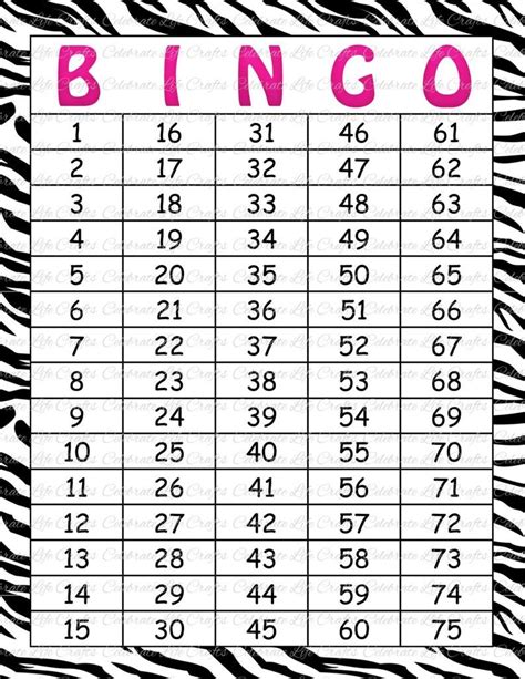 30 Hot Pink Zebra Mustache Birthday Printable Bingo Cards Etsy