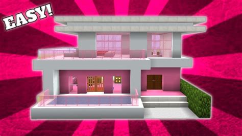 Minecraft How To Build Pink Modern House Tutorial 47 Youtube