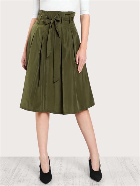 Bow Tie Waist Box Pleated Skirt Sheinsheinside