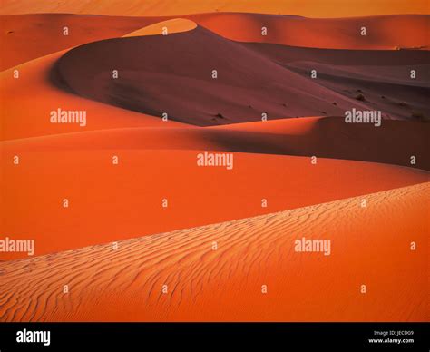 Beautiful Red Sand Dunes With Natural Texture And Curved Lines In