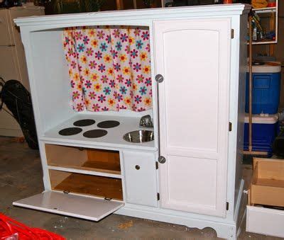 Repurposed nightstand into a play kitchen center i started this play kitchen project a couple of weeks ago, then i went out of town with delta faucet and krylon paint. Might have to repurpose my parents old entertainment ...