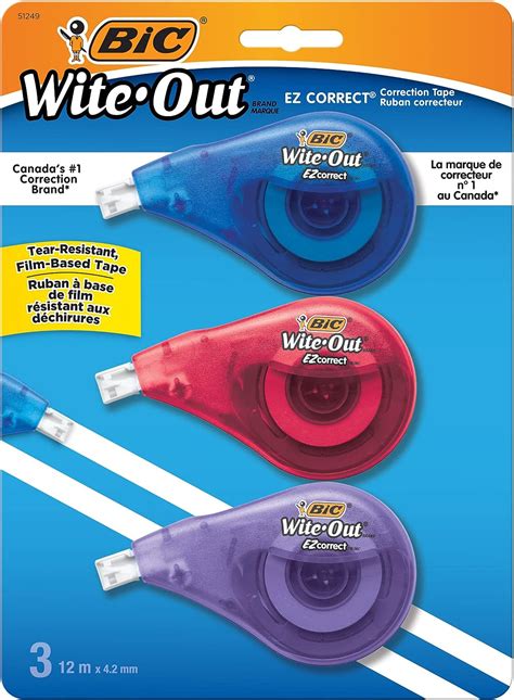 Bic Wite Out Brand Ez Correct Correction Tape White Fast Clean