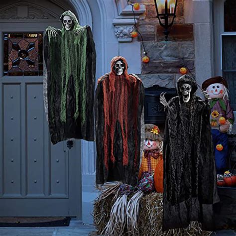 3 Pack Hanging Halloween Skeleton Ghosts Decorations Grim Reapers For