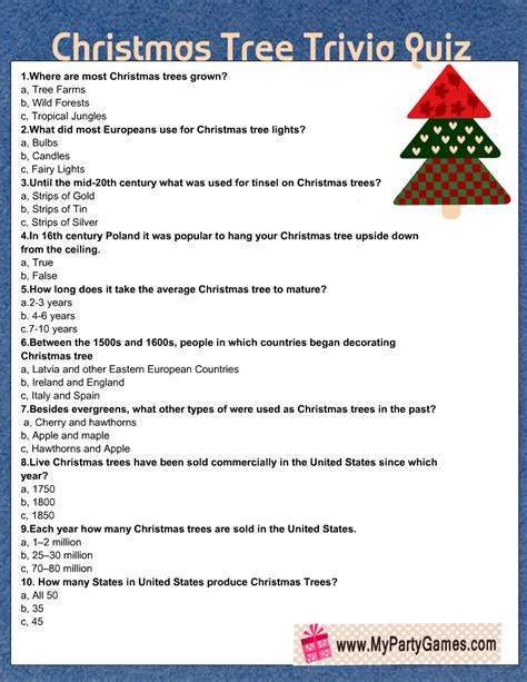 Free Printable Christmas Tree Trivia Quiz