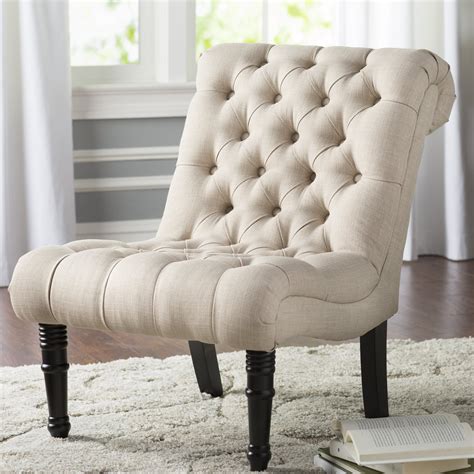 This dark gray linen accent chair is armless. Eton Tufted Accent Chair & Reviews | Joss & Main