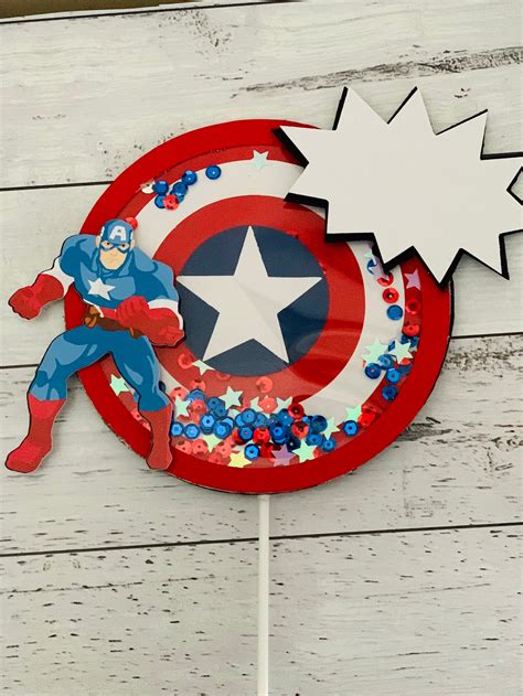 Personalised Captain America Cake Toppers Birthday Party Etsy