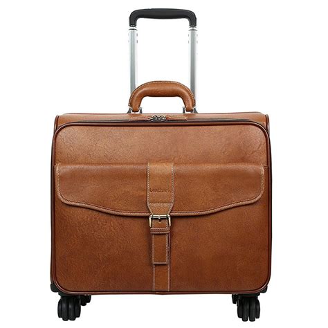 Leathario Leather Rolling Laptop Case Wheeled Briefcase Suitcase Roller