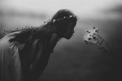 Young Girl Mystical Black And White Stunning Mystic Portrait