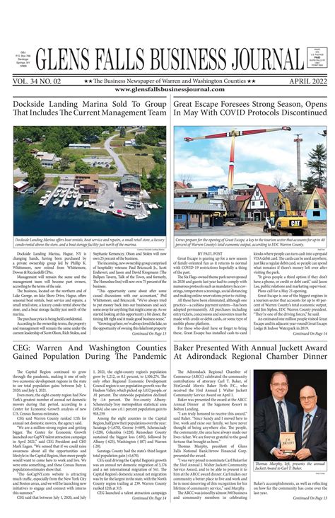 Glens Falls Business Journal - April 2022 by Saratoga & Glens Falls