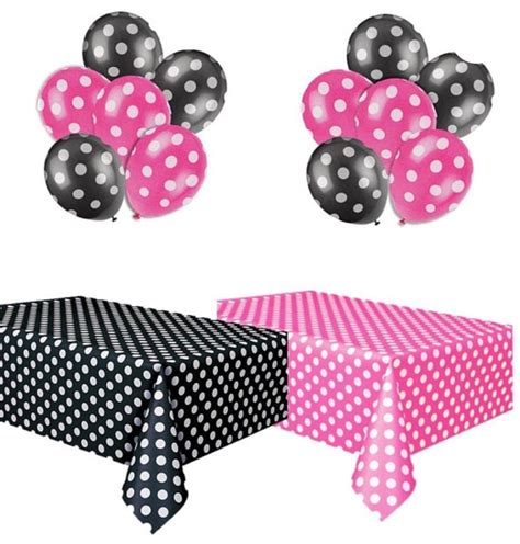 Black polka dot balloons great additions to halloween balloon garland, halloween decorations, and the kids halloween party! Pink, Black an White Polka Dot Party Decor | Minnie mouse ...