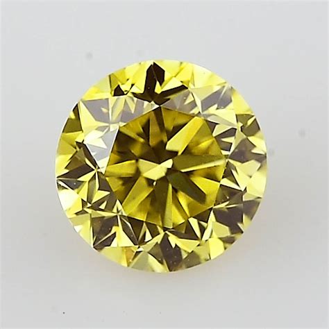 071 Carat Fancy Intense Yellow Diamond Round Shape Vs2 Clarity Gia