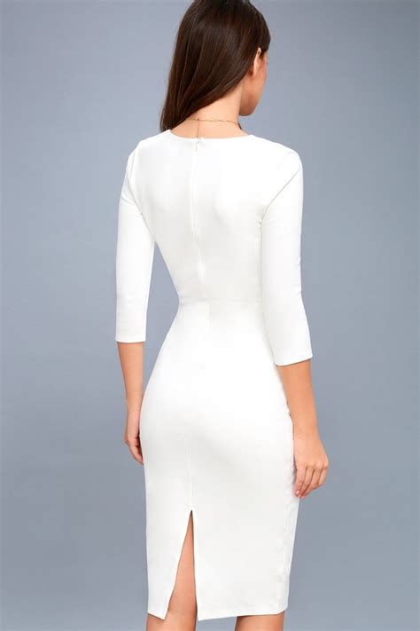 Chic White Dress White Midi Dress Bodycon Dress Lulus Edgy Dress