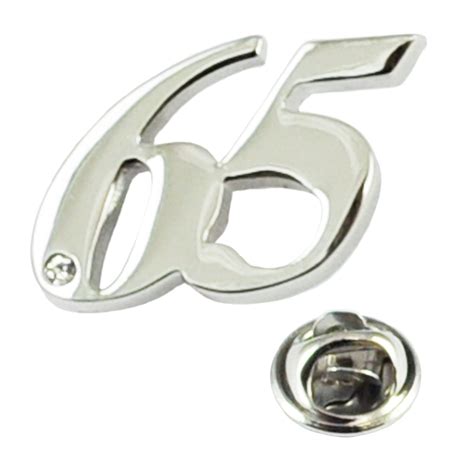 Number 65 65th Birthday Lapel Pin Badge With Crystal Rhodium Plated