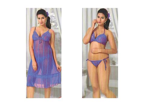 Indiatrendzs Womens Sexy Sleepwear Nighty Sheer Net Blue Short Dress 3pc Set