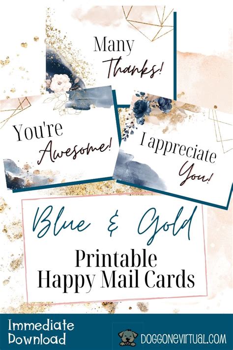Blue Floral Printable Direct Sales Thank You Cards Dog Gone Virtual
