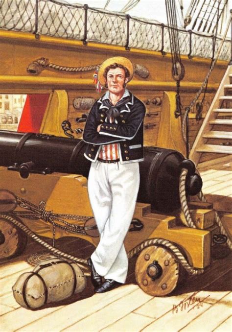 Postcard Uniforms Of The Royal Navy Gunner Hms Victory 1805 15 2 In