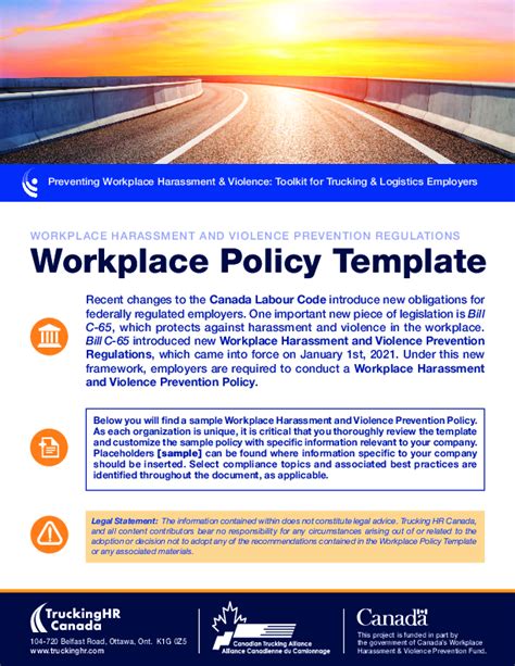 Workplace Policy Template Safety Driven Tscbc