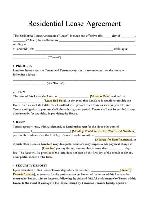 One Page Lease Agreement Template For Download Hq Printable Documents