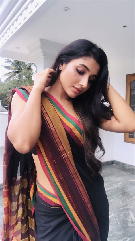 mirna menon in black saree photos south indian actress