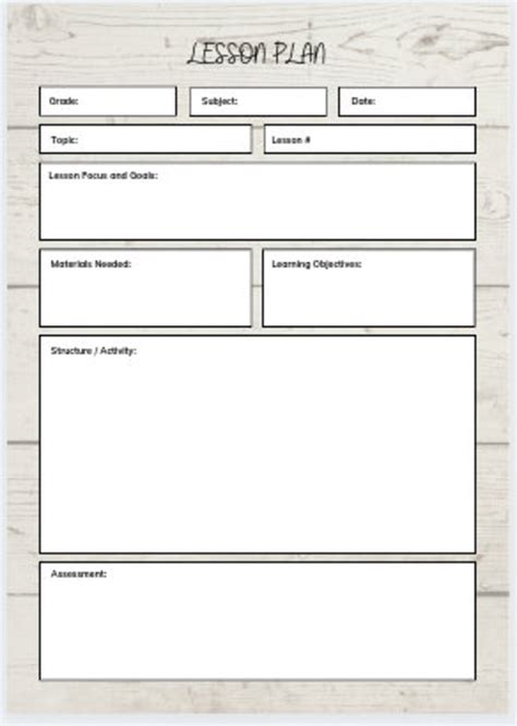 Lesson Plan Template Digital Download Etsy