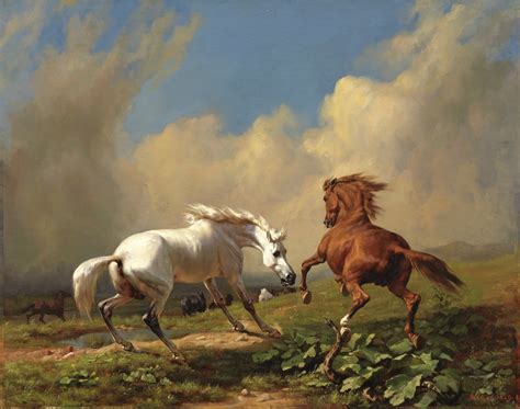 Rudolf Koller Oil Art Horse Cloud Sky Wallpapers Hd Desktop And