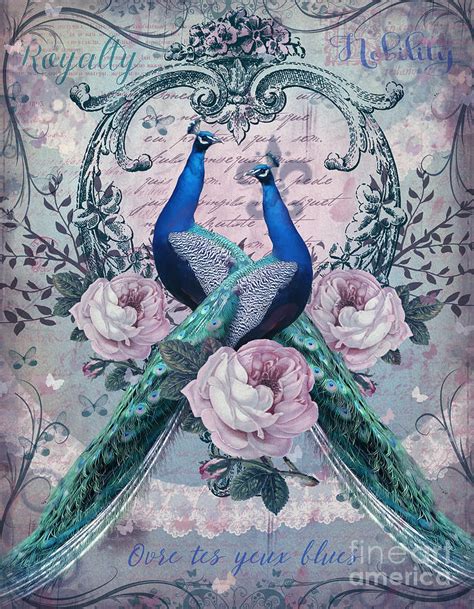 Vintage Peacocks Digital Art By Jessica Allain