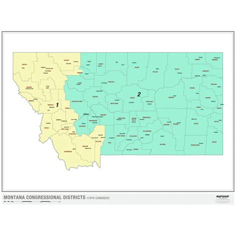 Montana 2024 Congressional Districts Wall Map By Mapshop The Map Shop