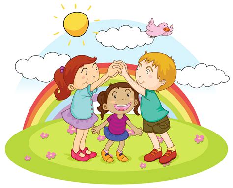 Three Kids Playing Game In The Park 374113 Vector Art At Vecteezy