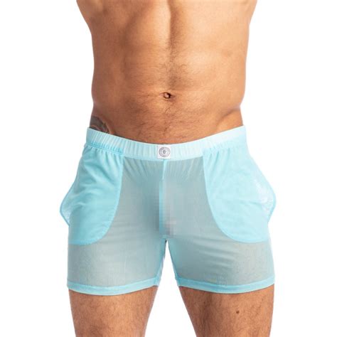 Cristallo Lounge Shorts Men S Sheer See Through Shorts In Light Blue