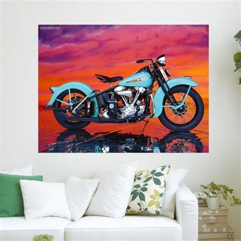 1938 Harley Davidson El Knucklehead Art Poster Print 24x18 Inch