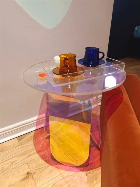 Iridescent Acrylic Side Table Rainbow Side Table 4547cm Etsy