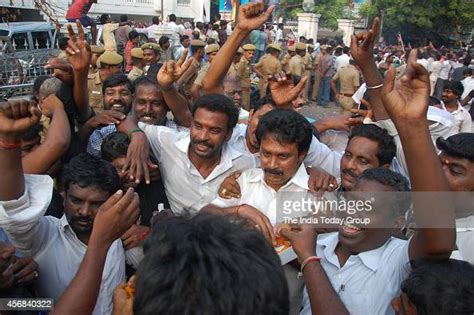 Aiadmk Party Workers Celebrating In Front Of The Party Supremo J