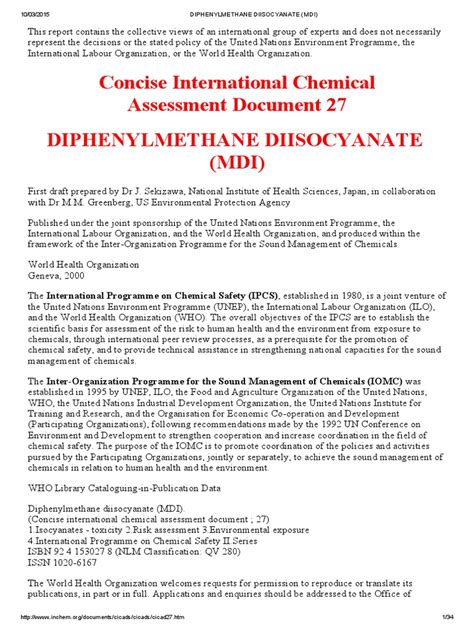 Diphenylmethane Diisocyanate Mdi Pdf Polyurethane United Nations