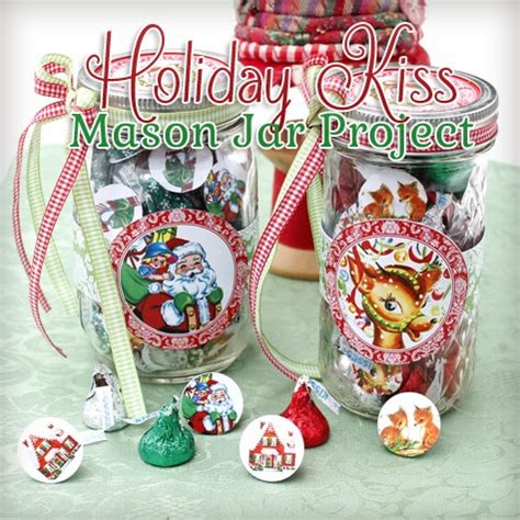 New year tags decorated objects, holly mistletoe, candy cookies toys, candle. Holiday Candy Mason Jar with Kisses Gift DIY - The Cottage ...