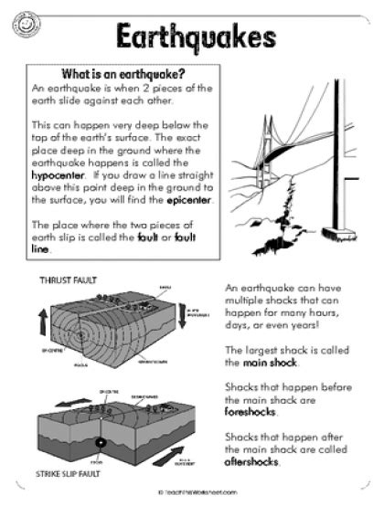Earthquakes Worksheet Pdf Free Worksheets Samples