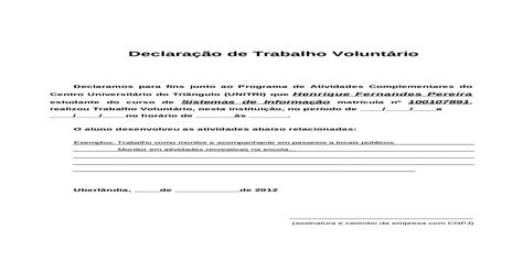 Declaração De Serviço Para Escola