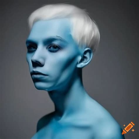 Portrait Of A Blue Skinned Alien Man With Pointed Ears