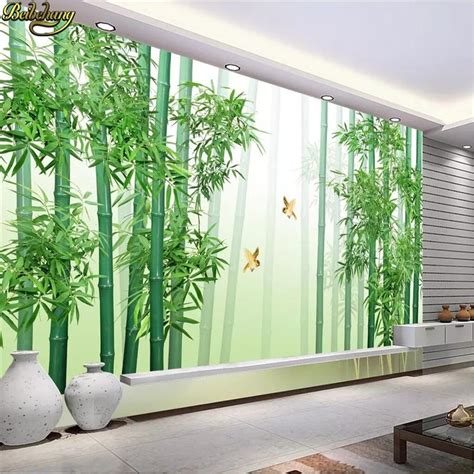 Beibehang Custom Wallpaper Mural Fresh Bamboo Forest Green Simple And