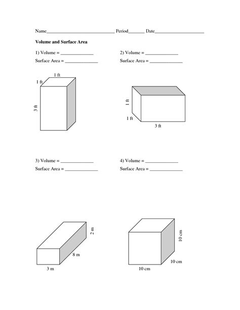Surface Area And Volume Grade 7 Worksheet